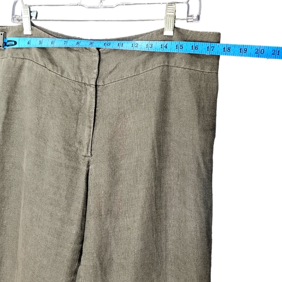 Eileen Fisher Thick Waisteband Gray Linen Wide Leg High Rise Pants 12 - Picture 6 of 12